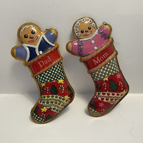 Hallmark Keepsake 1999 Ornament Mom Dad Stocking Gingerbread Set Christmas - Picture 3 of 4